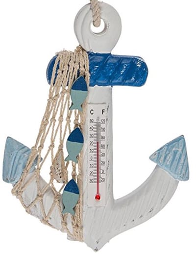 Wandthermometer met Anker - Houten Decoratie voor een Maritieme Sfeer