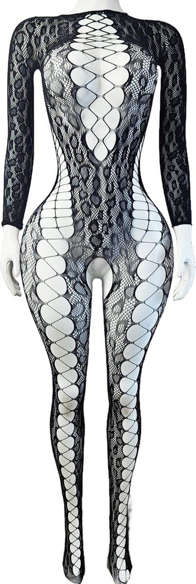 BamBella ® - Panty pak -Onesize - body suit - Dames - Onesize - Erotische jumpsuit van kant lingerie zwart