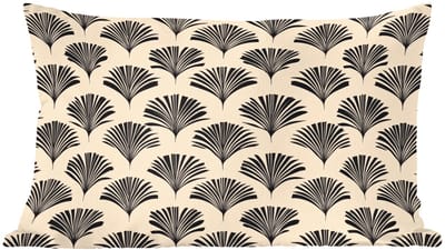 Sierkussens - Kussentjes Woonkamer - 60x40 cm - Waaiers - Botanisch - Zwart - Beige