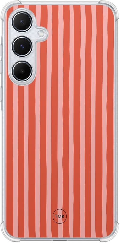 Shockproof hoesje geschikt voor Samsung Galaxy A55 - Streepjes - Schokbestendig - Verhoogde randen - TPU case - Extra Sterke Back Cover - Gestreept - Transparant, Multi