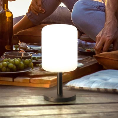 FHL easy! Volterra Pro - Tafellamp voor binnen/buiten (IP54) - Oplaadbaar - RGB + Instelbaar wit - Inclusief laadstation en afstandsbediening - Dimbaar in 3 stappen - Zwart/Wit