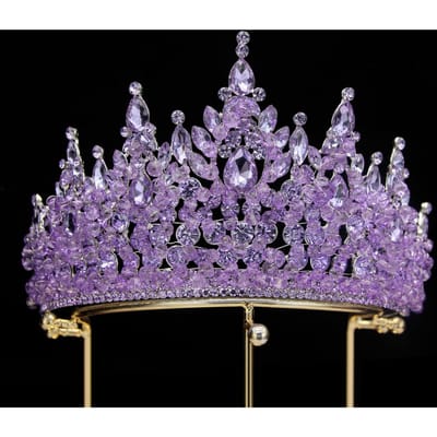 Barok Lente Rood Europese en Amerikaanse Bruidskroon Tiara Kristal Blauw Legering Galvanisch Gecoat Bruiloft Haaraccessoires gray