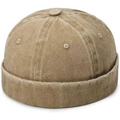 Hatsmen's Vier Seizoenen Denim Stof Gua Huid Hoed, Straat Blote Paneel, Landheer Hoed, Persoonlijkheid Mode, Retro Outdoor Trend (Khaki,One Size) beige