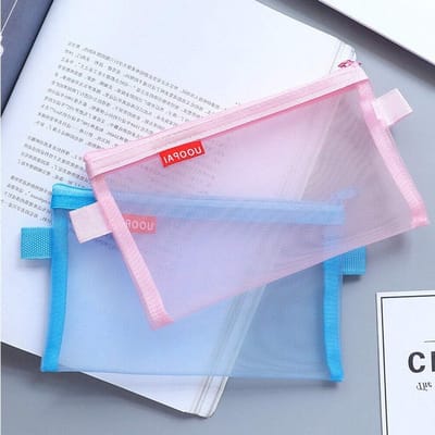 Doorzichtige Pennentas met Rits, Mesh Etui voor Pennen en Make-up, Ideaal voor Reizen en Organisatie - 1 Stuk