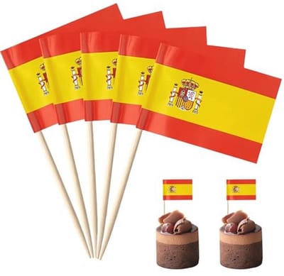 100 stuks Spaanse vlag tandenstokers voor feesten en evenementen