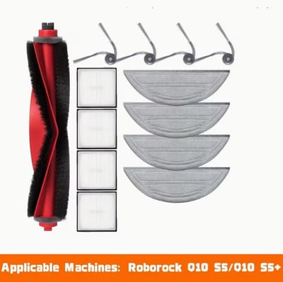 Accessoireset voor Roborock Q10 S5 / Q10 S5 Robotstofzuiger, Reserveonderdelen Inclusief 1 Hoofdborstel, 4 HEPA Filters, 4 Doekjes, 4 Zijborstels