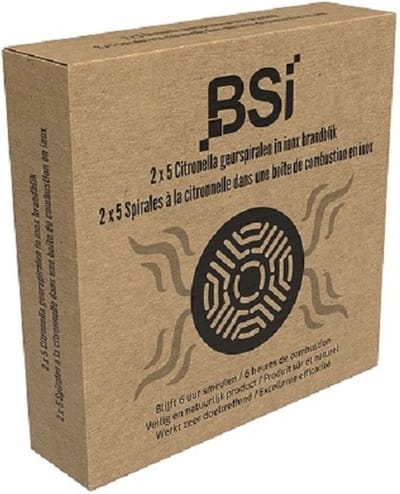 BSI - Citronella Geurspiraal met inox brandblik - Duurtijd van 6 uur - 10 stuks