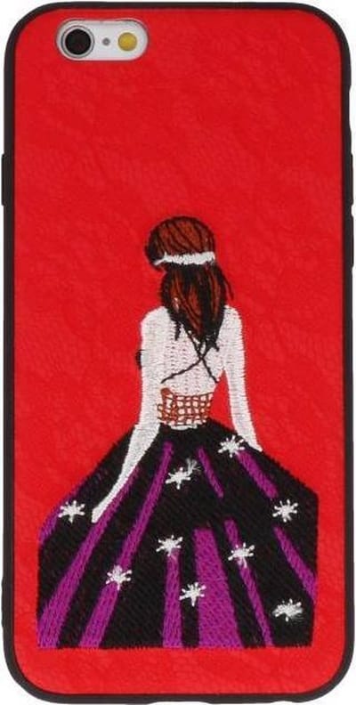 Prinses Borduurwerk - Hoesje Geschikt voor iPhone 6 Hoesje Rood