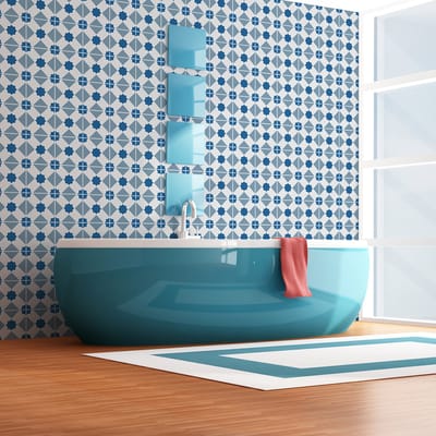 Zelfklevende tegelmuurstickers voor keuken en badkamer - 60 cementtegelstickers, Azulejos-stijl, Lisela-design - 60 stickers, 20x20 cm
