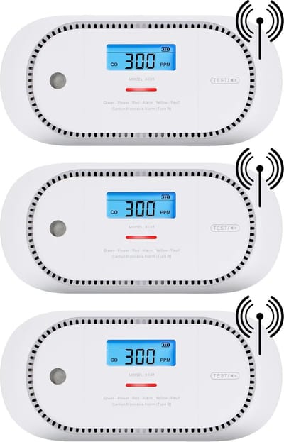 X-Sense XC01P-WR Koppelbare koolmonoxidemelder - 3 koolmonoxidemelders - 10 jaar Figaro® sensor - LCD display - Voldoet aan Europese norm - Draadloos koppelbaar
