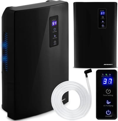 White-label Luchtontvochtiger en Luchtreiniger - Dehumidifier - Luchtontvochtiger Badkamer en Slaapkamer - Zwart