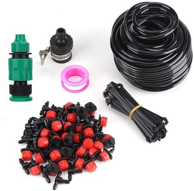 Dailygoods- Irrigatiesysteem 25 m - Druppelirrigatiekit - Automatische Bewateringsset - Microbewateringssysteem - Waterbesparing - Voor Planten/Bloemen - Druppelirrigatie