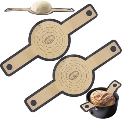 Thijox - 2x Siliconen Bakmat voor Dutch Oven 21 cm - Herbruikbare Anti-aanbak Broodbakmat met Lange Handgrepen - Flexibele Ronde Broodmat voor Oven -