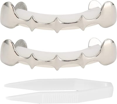 Gouden Hip Hop Grillz voor Halloween, Decoratieve Tanden voor Cosplay en Feestjes, Valse Tanden voor Mannen en Vrouwen, Perfect voor Rapper Kostuums