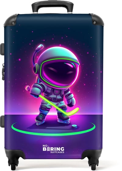 NoBoringSuitcases.com® - Kinderkoffer groot - Kindertrolley koffer - Astronaut - IJshockey - Rolkoffer lichtgewicht - Reiskoffer met 4 wielen - Grote trolley XL - 20 kg bagage