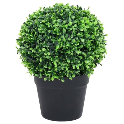 vidaXL - Kunstplanten - met - pot - 2 - st - buxus - bolvorming - 32 - cm - groen