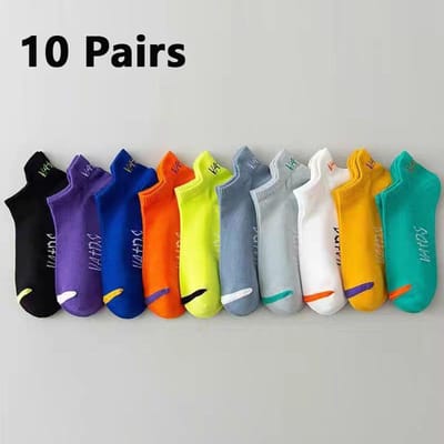 5 Paar Heren Felgekleurde Enkelsokken Ademend Modieus Casual Streetstyle Deodoriserend Onzichtbaar Reizen Hardloopsokken one size yellow