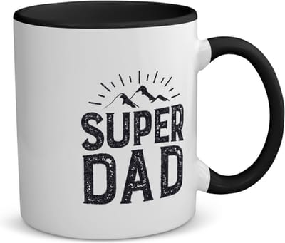 Akyol - super dad koffiemok - theemok - zwart - Papa - vader - cadeau - vaderdag - 350 ML inhoud