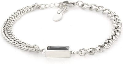Kalli Schakel Armband Zwarte Steen Zilver | 2687