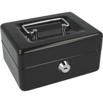 Westcott geldkist - 152x120x79mm - zwart - kunststof inzet met 6 vakken - AC-E51000-ZW