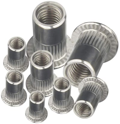 Set van 10 Kleine Verzinkte Rivetmoeren - M3/M4/M5/M6/M8/M10/M12, Draadmoeren van RVS voor Bevestiging en Montage