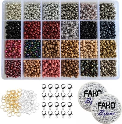 Fako Bijoux - DIY Kralen Set - Glas Zaad Kralen - Glaszaad Donker/Goud/Zilver - Glaskralen - Sieraden Maken - Hobby - Kralenset - Kralendoos - 4mm - 4800 Stuks