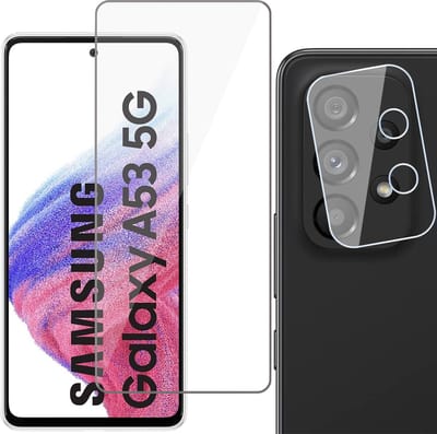 Screenprotector geschikt voor Samsung Galaxy A53 - Gehard Glas Beschermglas Tempered Glass Screen Protector - Camera Lens Protector