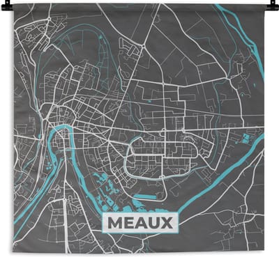Wandkleed - Wanddoek - Frankrijk – Plattegrond – Kaart – Meaux – Stadskaart - 180x180 cm - Wandtapijt