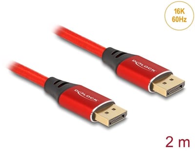 Delock DisplayPort Cable 16K 60 Hz 2 m red metal
