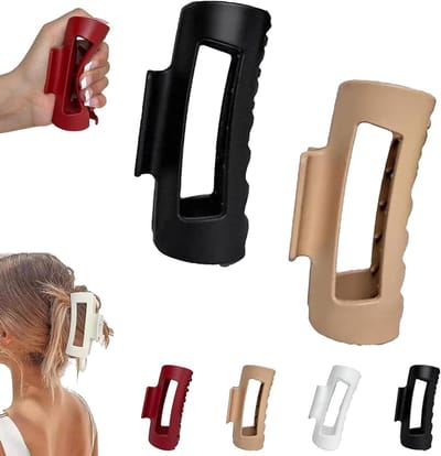 Daity 2-pack - Haarspelden - 4,2 inch medium zachte haarclips - flexibele en onbreekbare haarclips - sterke fixatie en antislip - geschikt voor dik of fijn haar（Zwart/Khaki）