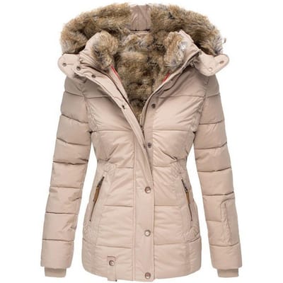 Winter Damesmode Kapmantel Nepbont Warme katoenen jassen Casual bovenkleding Bontkraagjassen S