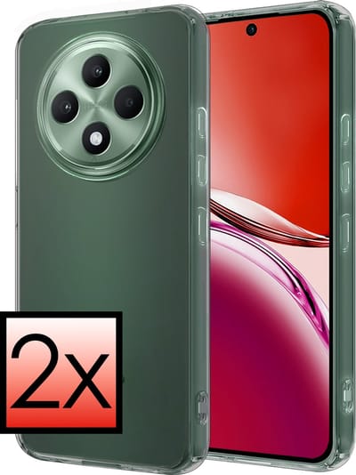 Hoesje - 2 Stuks - Geschikt voor Oppo Reno 12 F - Sterk & Shockproof - Case Siliconen - Back Cover - Telefoon Hoes - Transparant