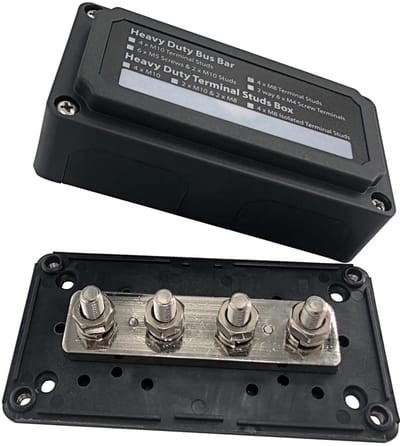 Verzamelrailkast 300A voor 12V - 48V DC, Heavy Duty, 4 x M8