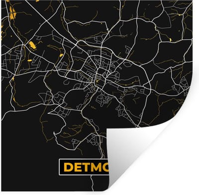 Muurstickers - Sticker Folie - Detmold – Stadskaart – Gold – Plattegrond – Stadskaart – Kaart - Duitsland - 100x100 cm - Plakfolie - Muurstickers Kinderkamer - Zelfklevend Behang XXL - Zelfklevend behangpapier - Stickerfolie