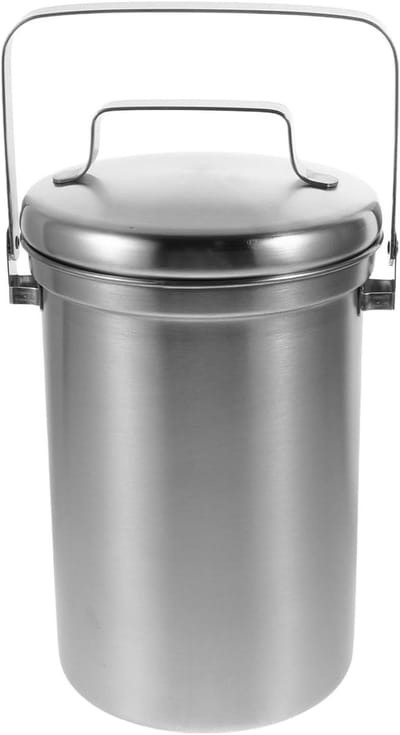 Aanrecht Compostbak - Keuken Afvalbak - Keukenafval Verwerken - Geurblokkerend Deksel - 3 Liter - Zilver