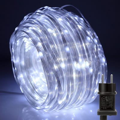 MUPOO Lichtsnoer Binnen en Buiten - 400 LED -50 meter - Met Stekker - Wit - 8 modi - Geheugenfunctie - Lichtslinger - Kerstverlichting- Fairy Lights - IP67 Waterdicht - Decoratie voor kerst - Tuinverlichting