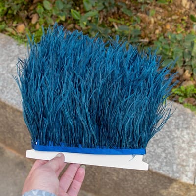 1 meter paarse struisvogelveren franje 8-10 cm natuurlijke pluimen lint voor bruiloft decoratie feestjurk kleding accessoires 8-10cm marineblauwe kleur