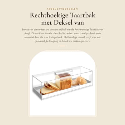 Dailygoods- Taartbak Rechthoekig - Taart Bakvorm - Dessertdienblad - Multifunctioneel - Transparant Deksel - Gemakkelijke Toegang - Dessertstandaard