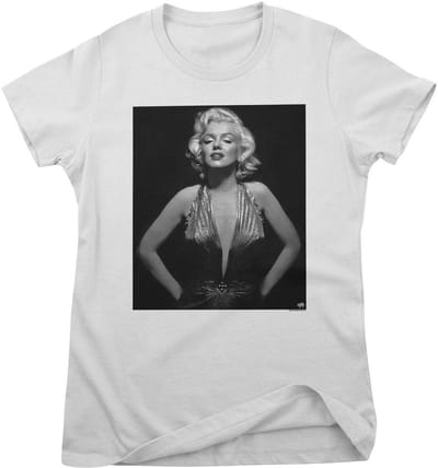 Marilyn Monroe Dames Fancy Low Cut Portra-it -Girly T-shirt RD-5-MM007-DTG
