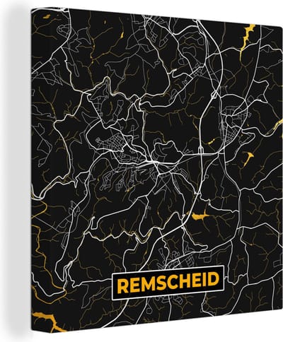 Canvas Schilderij Remscheid - Stadskaart - Kaart - Plattegrond - Duitsland - Goud - 20x20 cm - Wanddecoratie