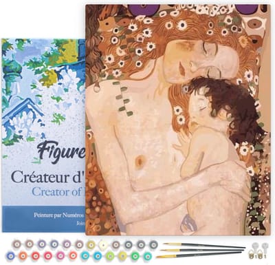 Figured'Art Schilderen op Nummer Volwassenen met lijst - Moeder en kind - Handwerk acrylverf Kit DIY Compleet - 40x50cm Canvas al ingelijst