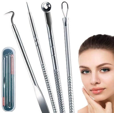 Blackhead Verwijderaar I 5-delige Mee-eters & Acne Verwijder Set I Anti Puistjes I Comedonenlepels I Comedonendrukker I Zilver I RVS