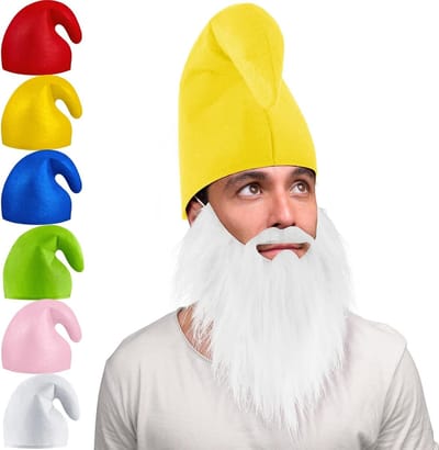 Dwerg Kostuum Set met Witte Dwerg Hoed, Carnaval Gnoom Hoed, Sinterklaas Hoed en Feestelijke Hoed voor Volwassenen, Geschikt voor Halloween en Themafeesten