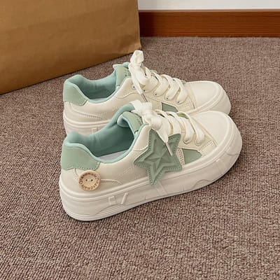 Nieuwe Herfst Kleine Witte Schoenen Dames Schattig Platform Casual Veelzijdig Melk Huhu Grote Hoofd Brood Schoenen Ronde Neus Halve Schoenen 39 groen