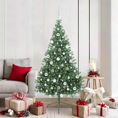 vidaXL Kunstmatig Voorverlicht Kerstboom met 300 LED Groen 180 cm PVC