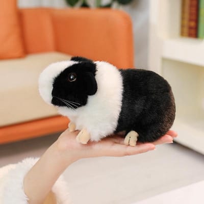 19cm Realistische Pluche Cavia Speelgoed Gevuld Muis 3-Kleuren Bruin Zwart Pluizig Dier Pop Simulatie Huisdecoratie Cadeau voor Man 19cm zwart witte kleur