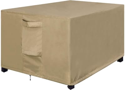 Terras Poef Hoes - Buitenmeubel Bescherming - Bescherming Tuinmeubelen - Waterdicht Oxford Materiaal - 68x65x47 cm - Camel