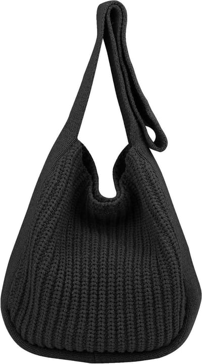 Dames Haak Tas - Schoudertas Handtas - Dagelijks Gebruik - Handgemaakt Design - 28 x 8 x 30 cm - Zwart