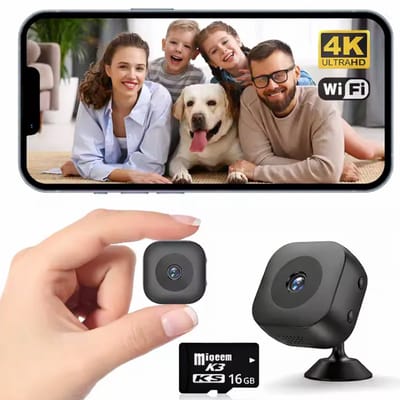 Mini WiFi Camera - Bewakingscamera 4K FHD - Baby - Huisdier - WiFi met App - Nachtzicht - Incl. 16GB SD Kaart - Beveiligingscamera voor binnen - Verborgen Camera - Auto IR Nachtzicht - Bewegingsdetectie Waarschuwing