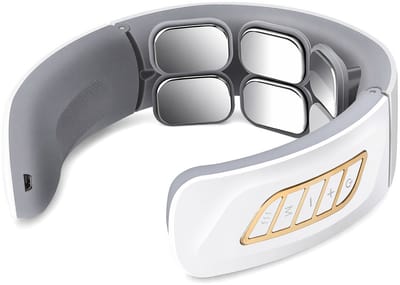 longziming -EMS Nekmassage Apparaat - Nekmassager met Warmtefunctie - 6 Massageprogramma's - 9 Intensiteitsniveaus - Draadloos Oplaadbaar - Voor Ontspanning en Dagelijks Gebruik - 1 Stuk